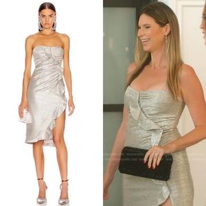 Jonathan Simkhai Plisse Lame Ruffle Bustier Dress in Size 6